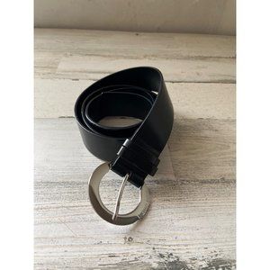 Michael Kors 556002 black synthetic leather belt with silver buckle